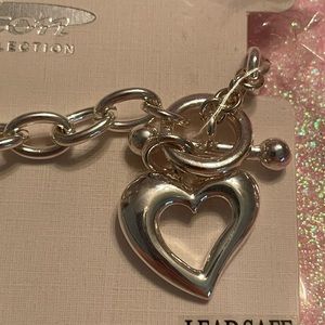 Y2K Silver Tone Heart Bracelet Link & Toggle for Charms Icon Collection NWT
